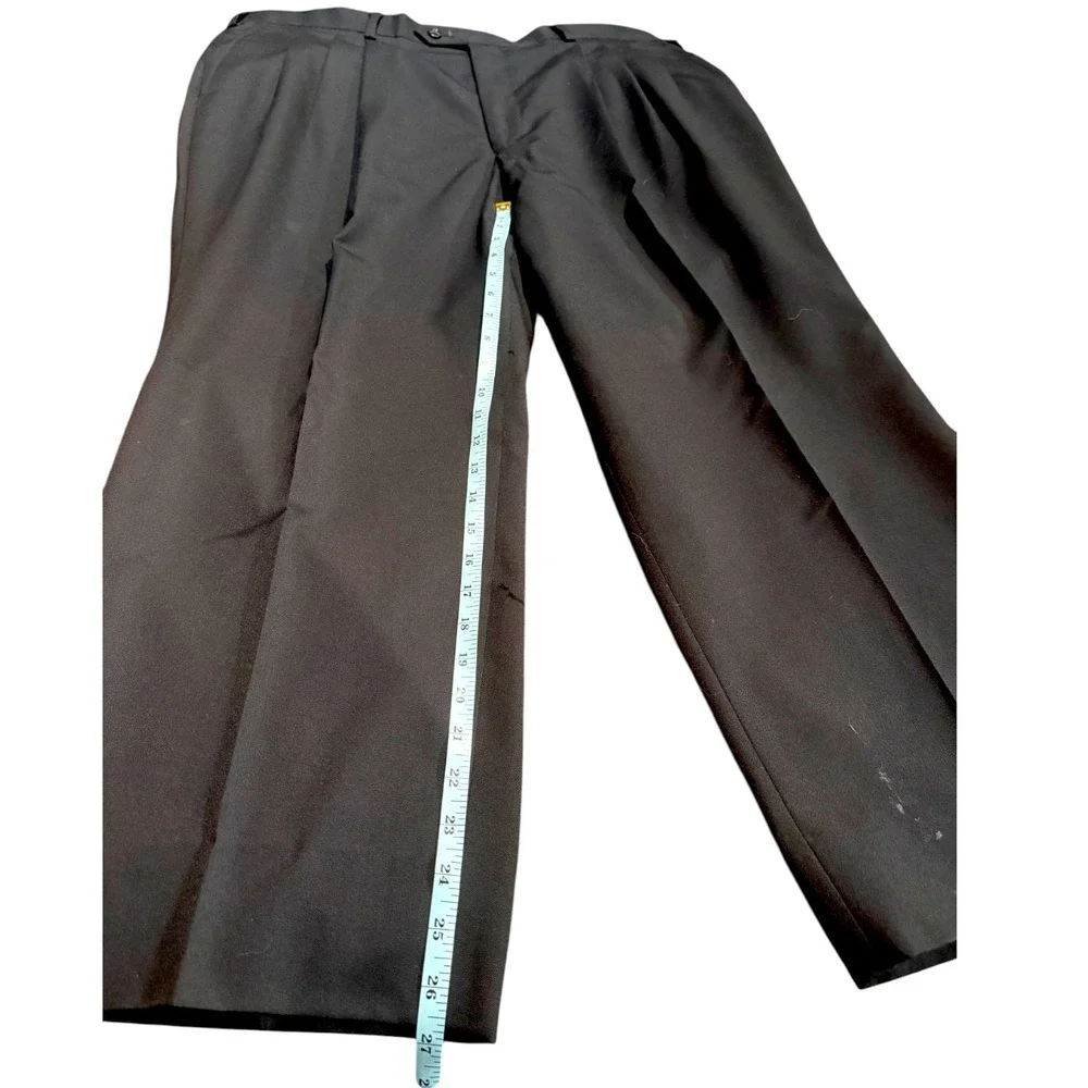 Mens Black Wool Blend 4 Button Suit‎ Blazer Pleated Pants Set 46/40 S